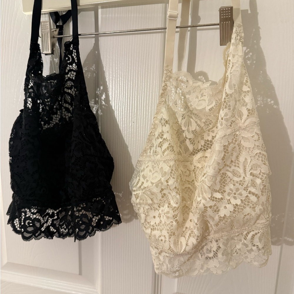 Xhilaration Cream & Black Lace Bralette Set Bundle